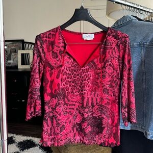 AGB Women's Red Patterned Top